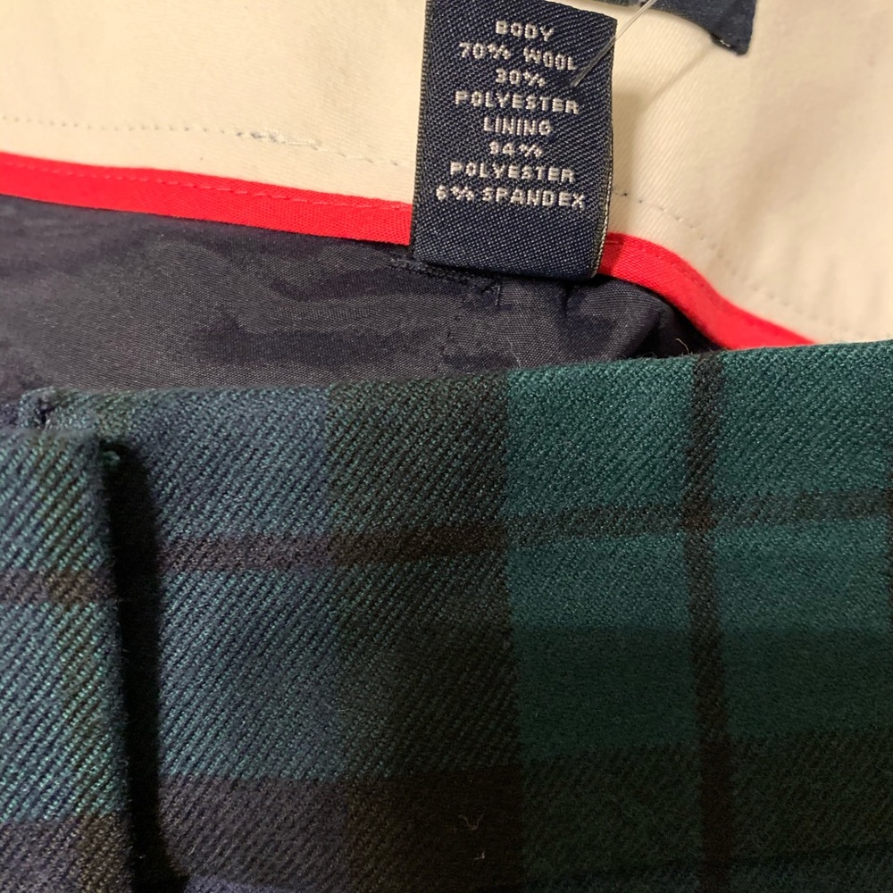 Land’s End Suit Plaid Pants Slim Leg Navy Green 18 - Picture 9 of 15